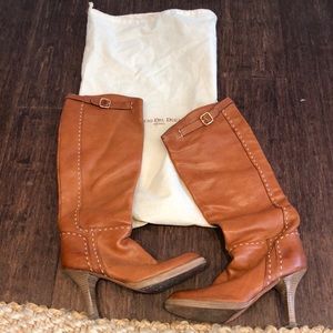 Vintage Duccio Del Duca Tan Knee High boots Sz 36